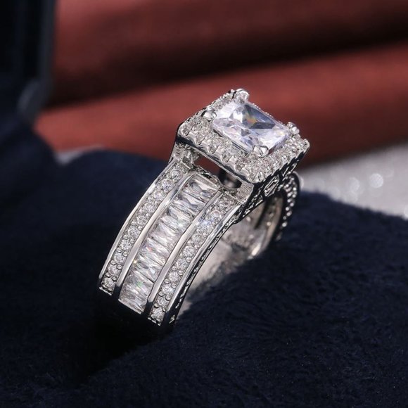 NEW 925 Sterling Silver Princess Cut Diamond Ring - Picture 5 of 7